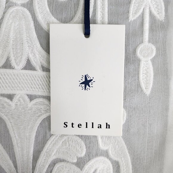 Womens White Stellah Blouse Top Lace Flutter Ruffle Sleeve Relaxed Embroidered M - Picture 5 of 12